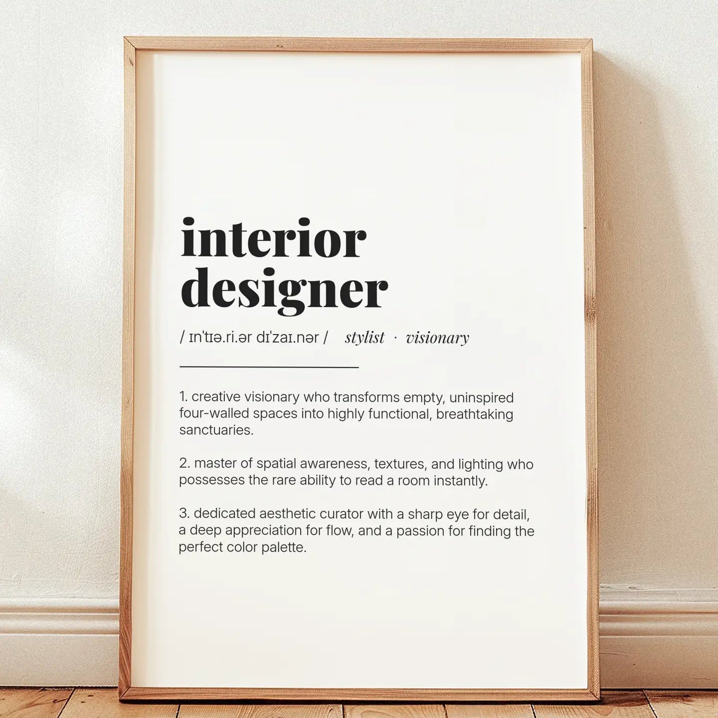 Definition Poster of Interior<br />Designer on Gallery White background