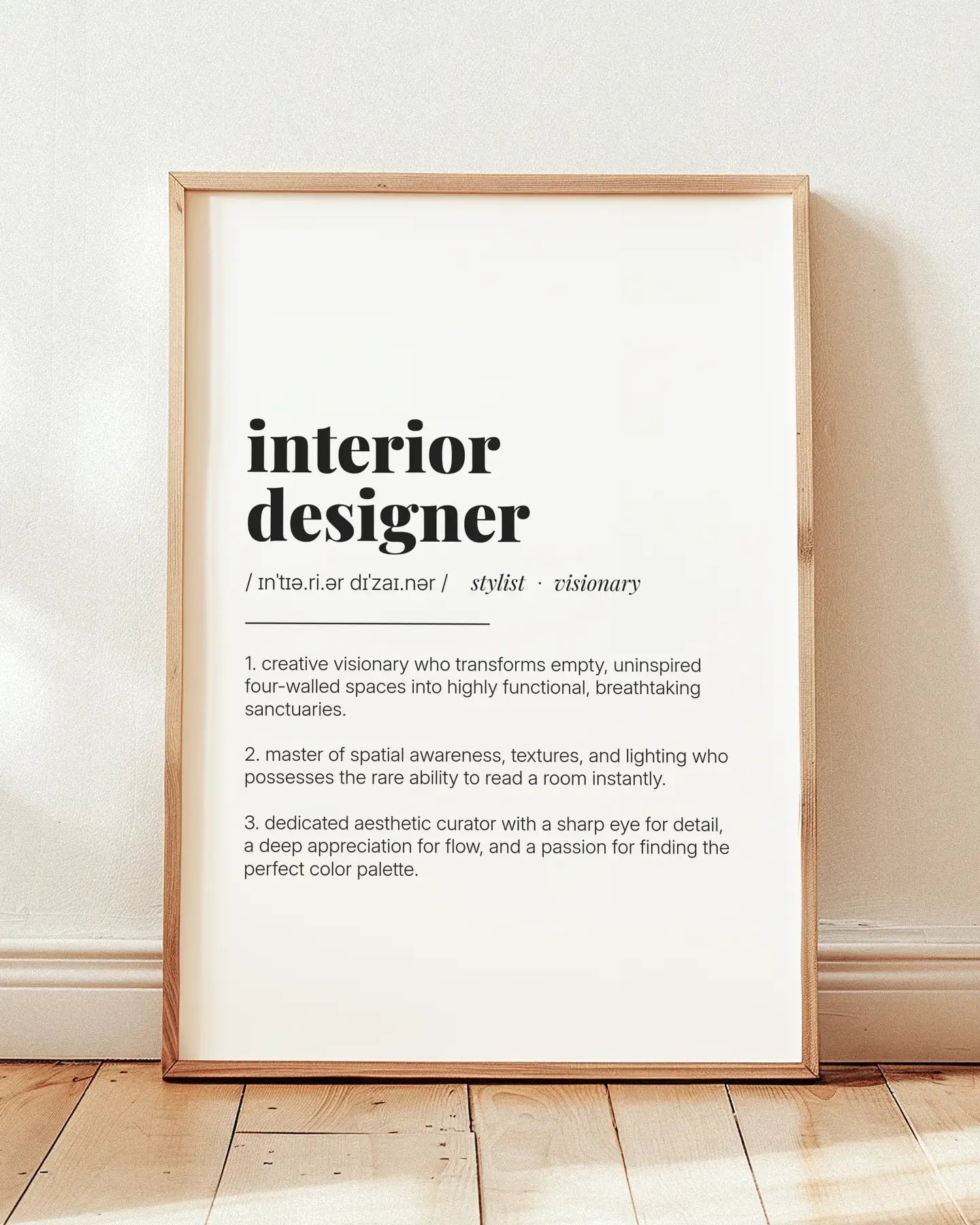 Definition Poster of Interior<br />Designer on Gallery White background