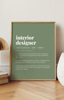 Definition Poster of Interior<br />Designer on Sage Green background