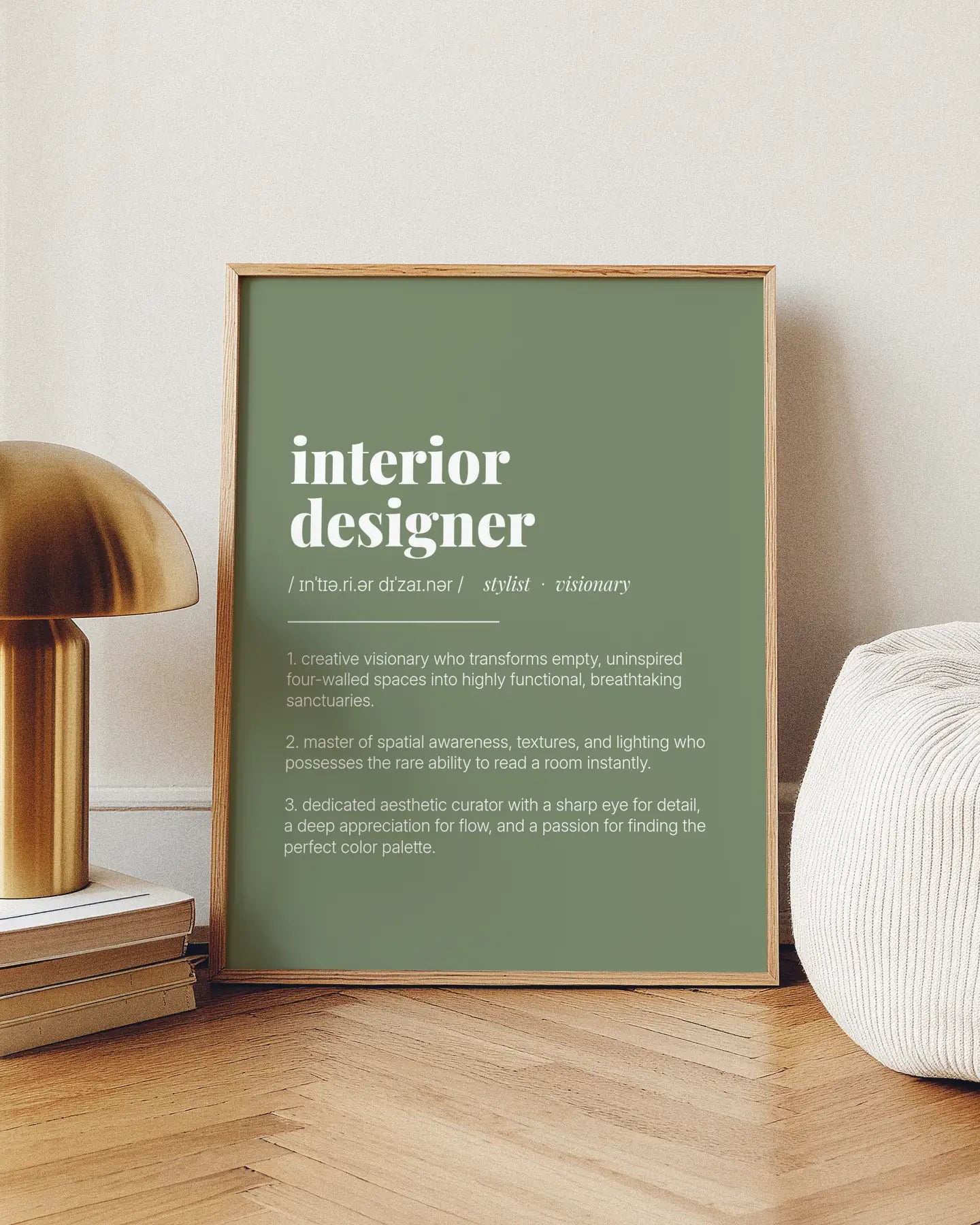 Definition Poster of Interior<br />Designer on Sage Green background