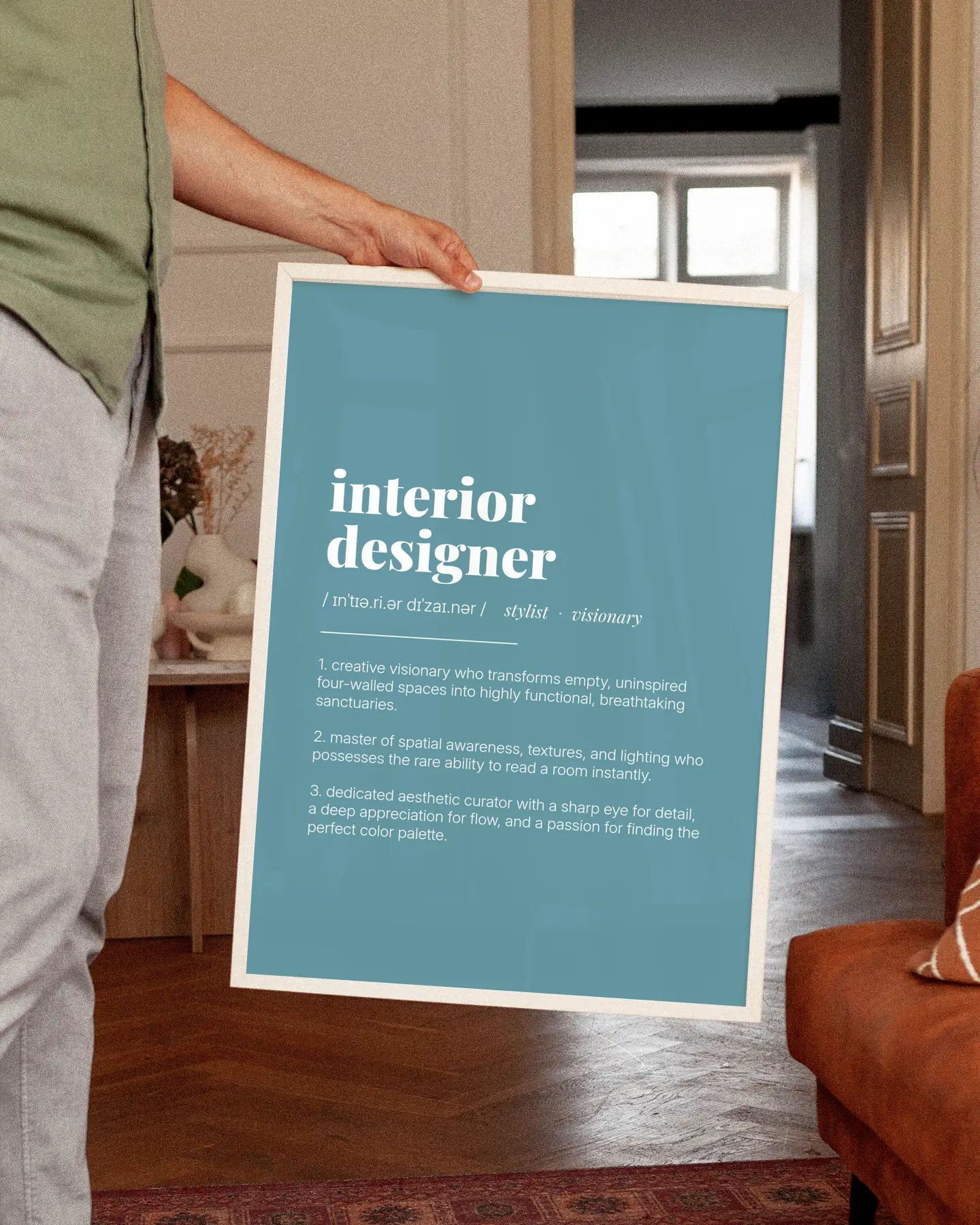 Definition Poster of Interior<br />Designer on Sea Glass background