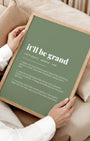 Definition Poster of it’ll be grand on Sage Green background
