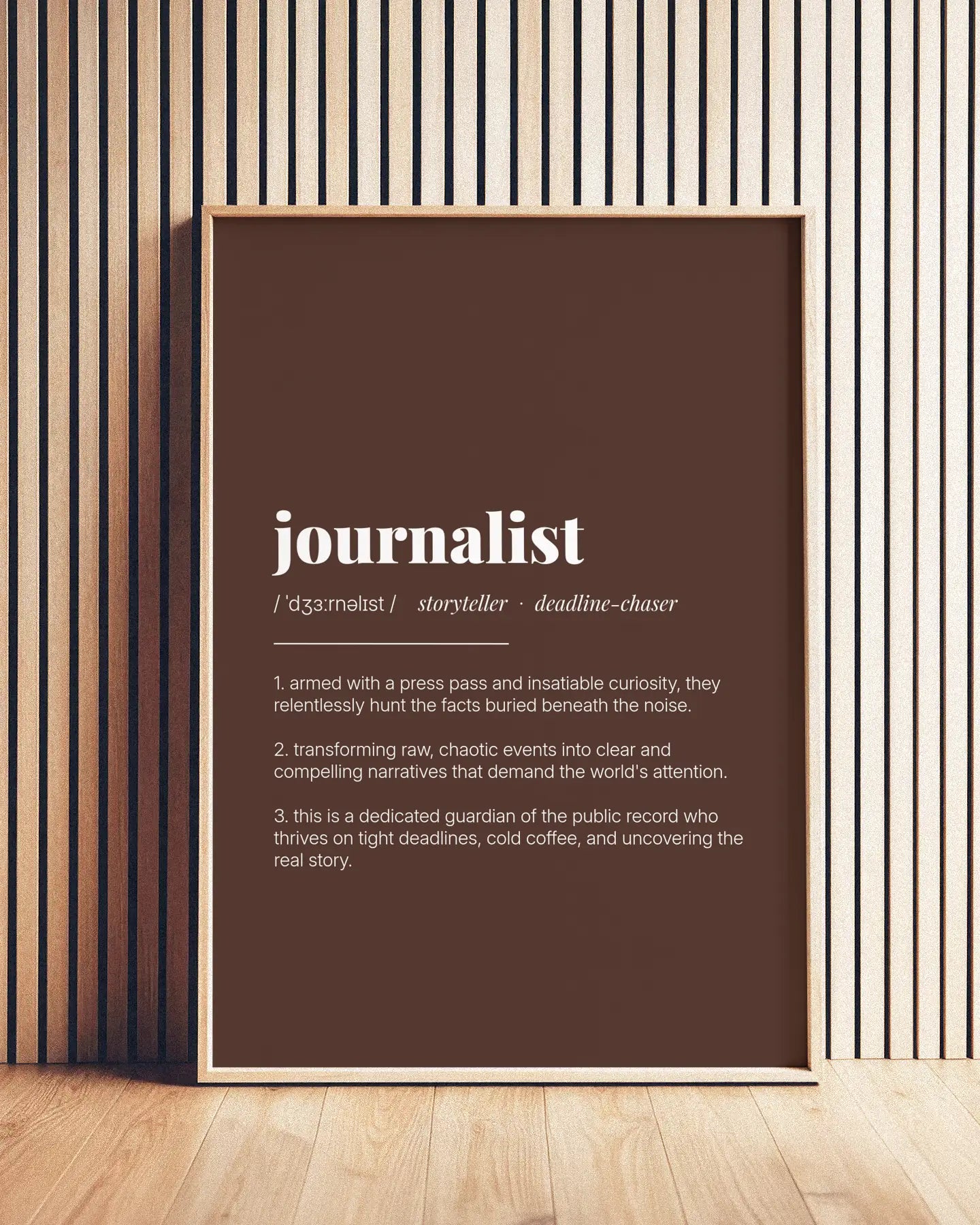 Definition Poster of Journalist on Espresso background