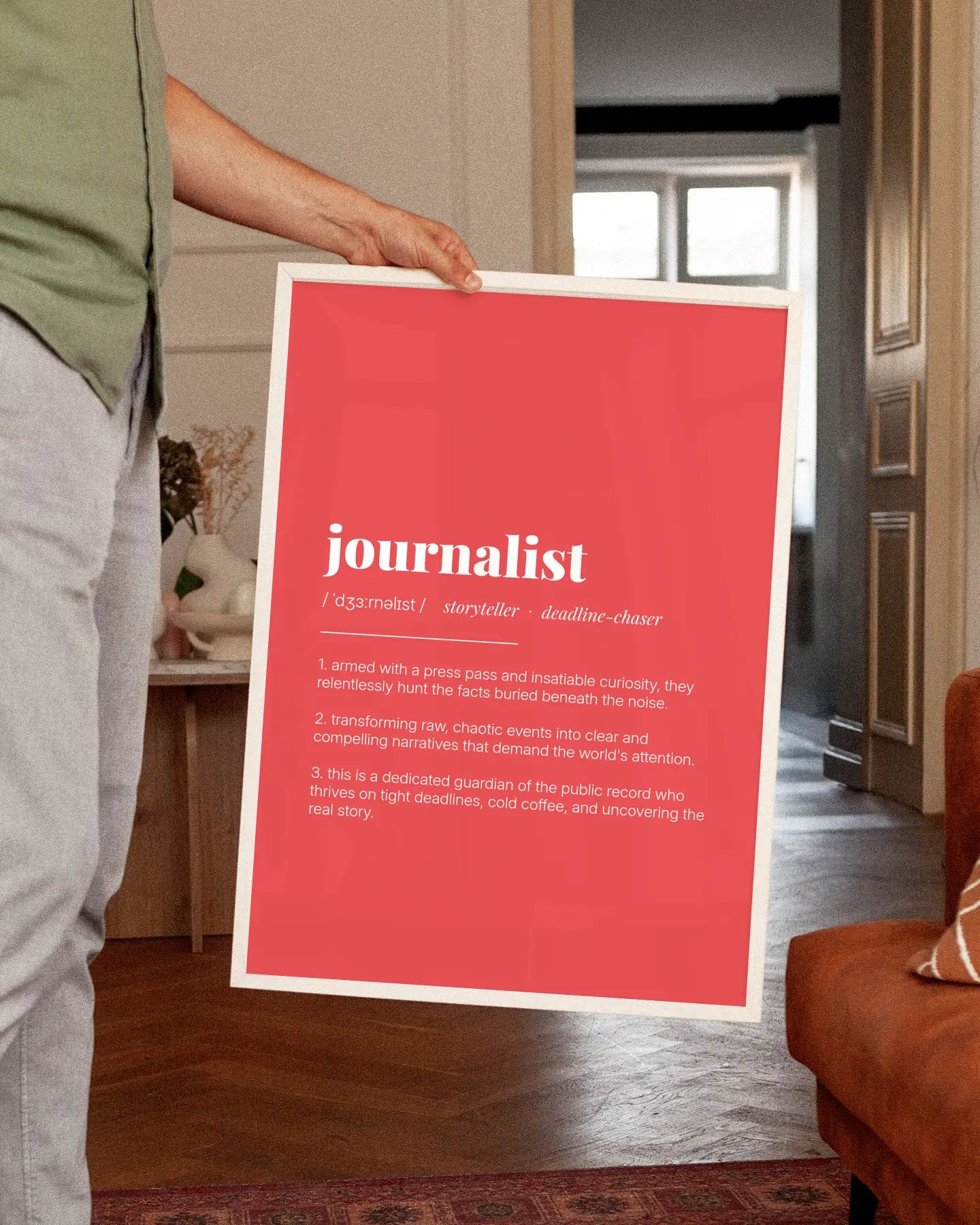 Definition Poster of Journalist on Strawberry background