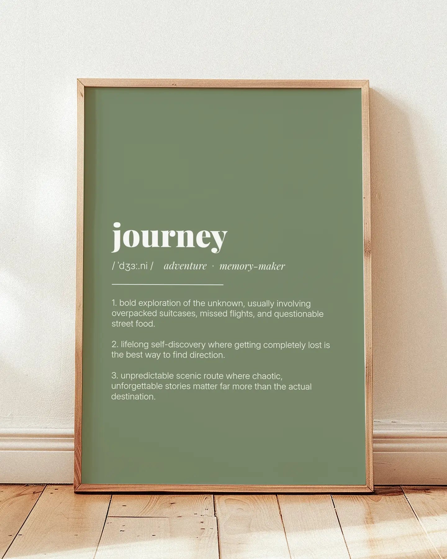 Definition Poster of Journey on Sage Green background