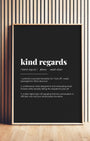 Definition Poster of Kind Regards on Midnight Ink background