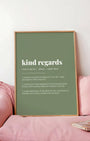 Definition Poster of Kind Regards on Sage Green background