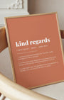 Definition Poster of Kind Regards on Terracotta background