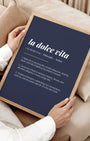 Definition Poster of La Dolce Vita on Deep Navy background