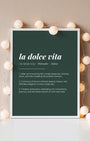Definition Poster of La Dolce Vita on Emerald background