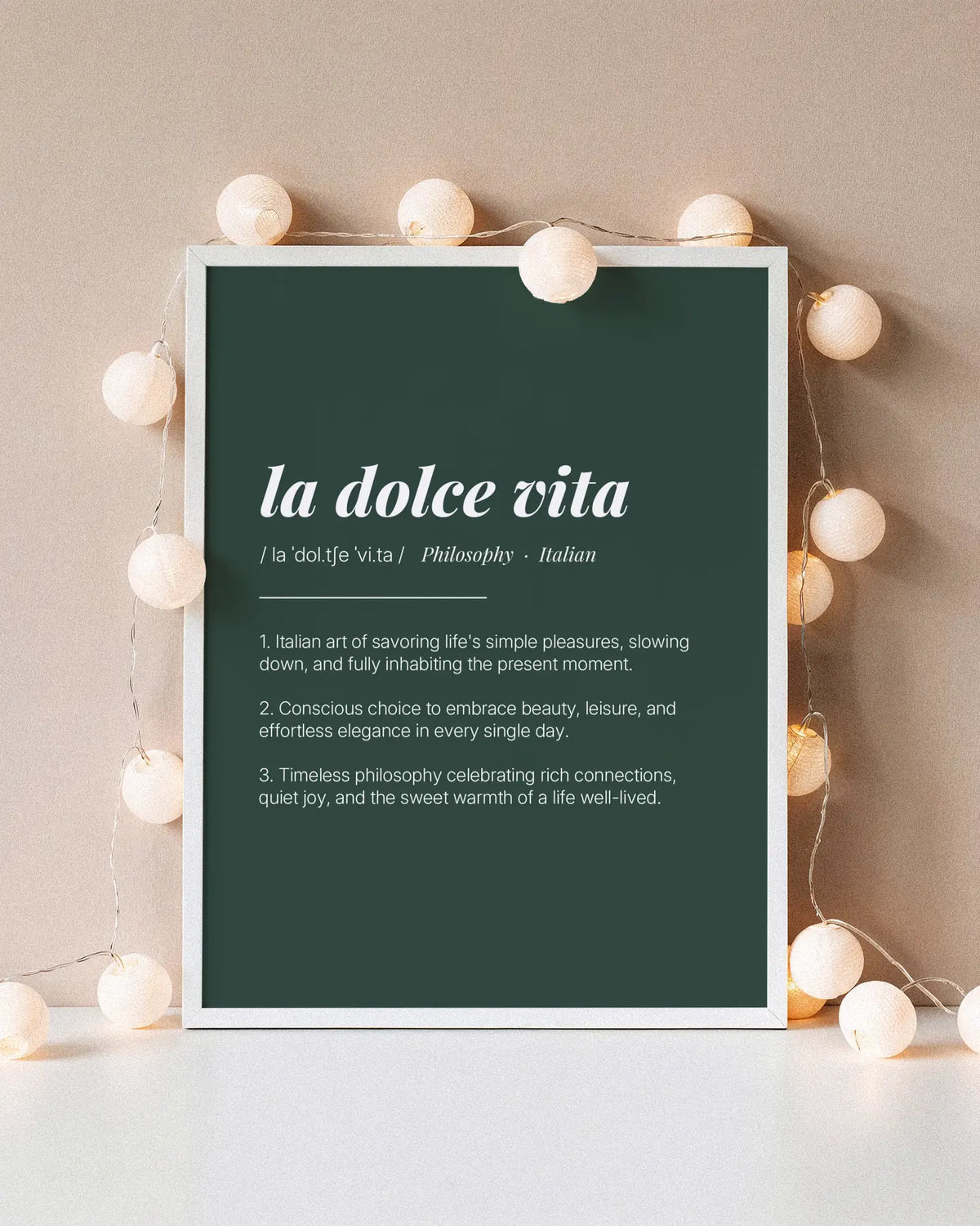 Definition Poster of La Dolce Vita on Emerald background