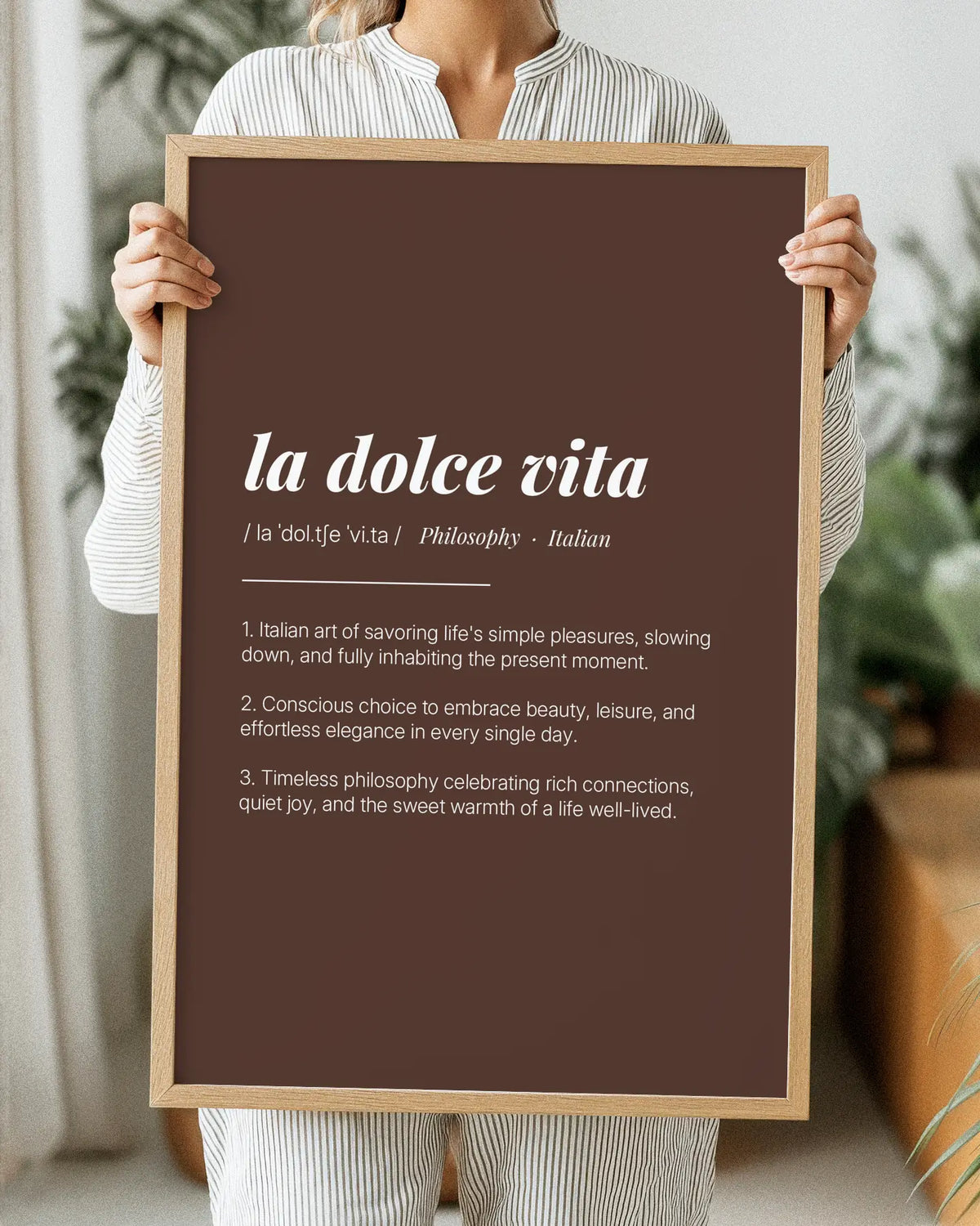 Definition Poster of La Dolce Vita on Espresso background