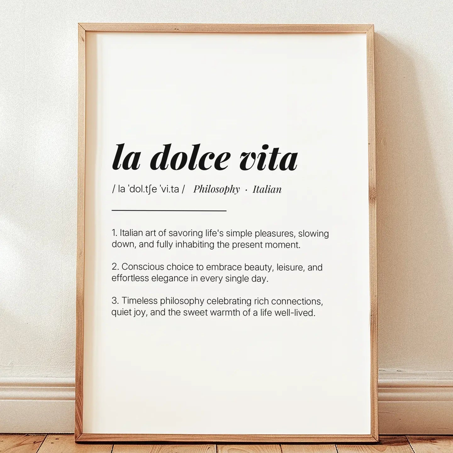 Definition Poster of La Dolce Vita on Gallery White background