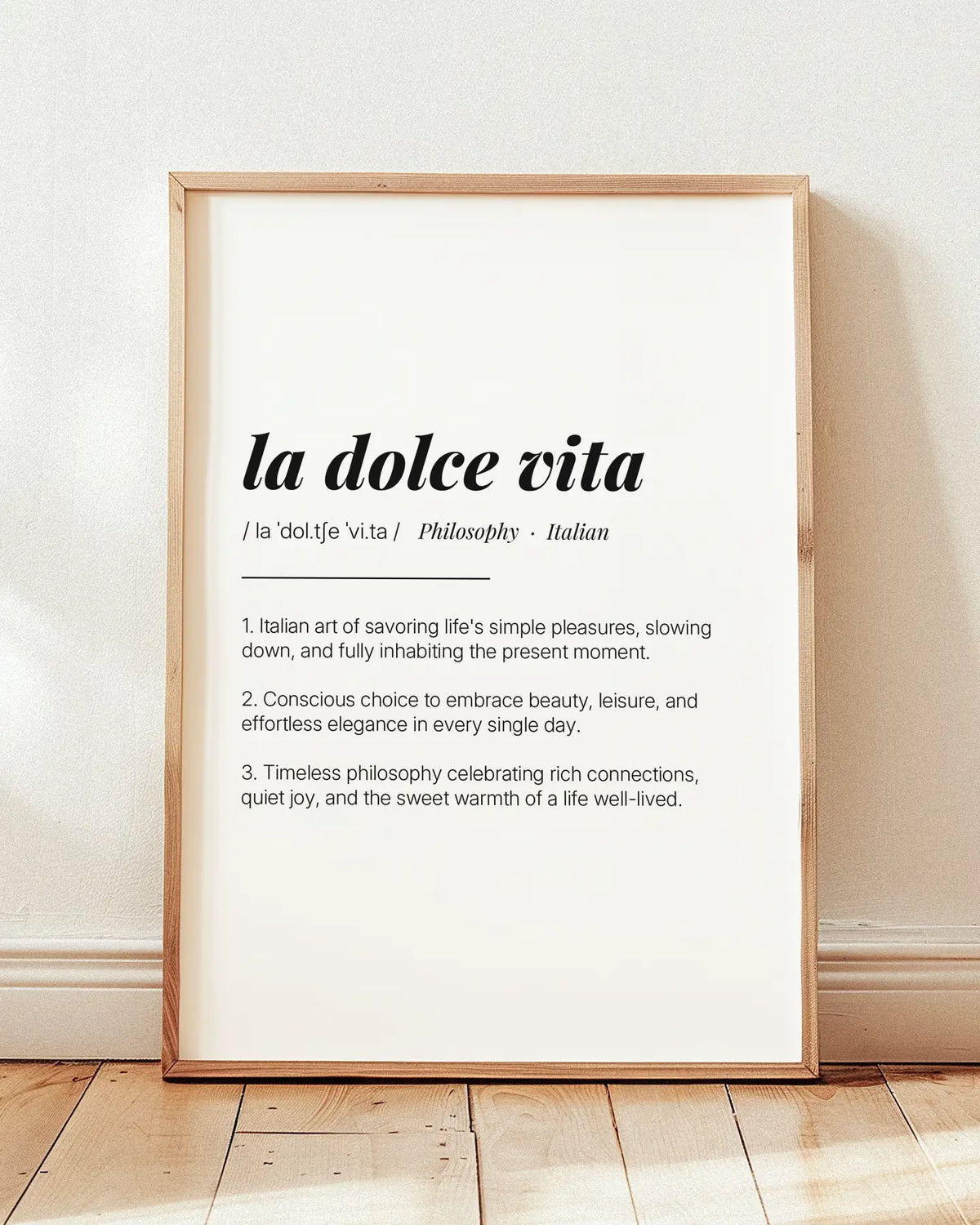 Definition Poster of La Dolce Vita on Gallery White background