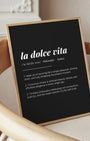 Definition Poster of La Dolce Vita on Midnight Ink background