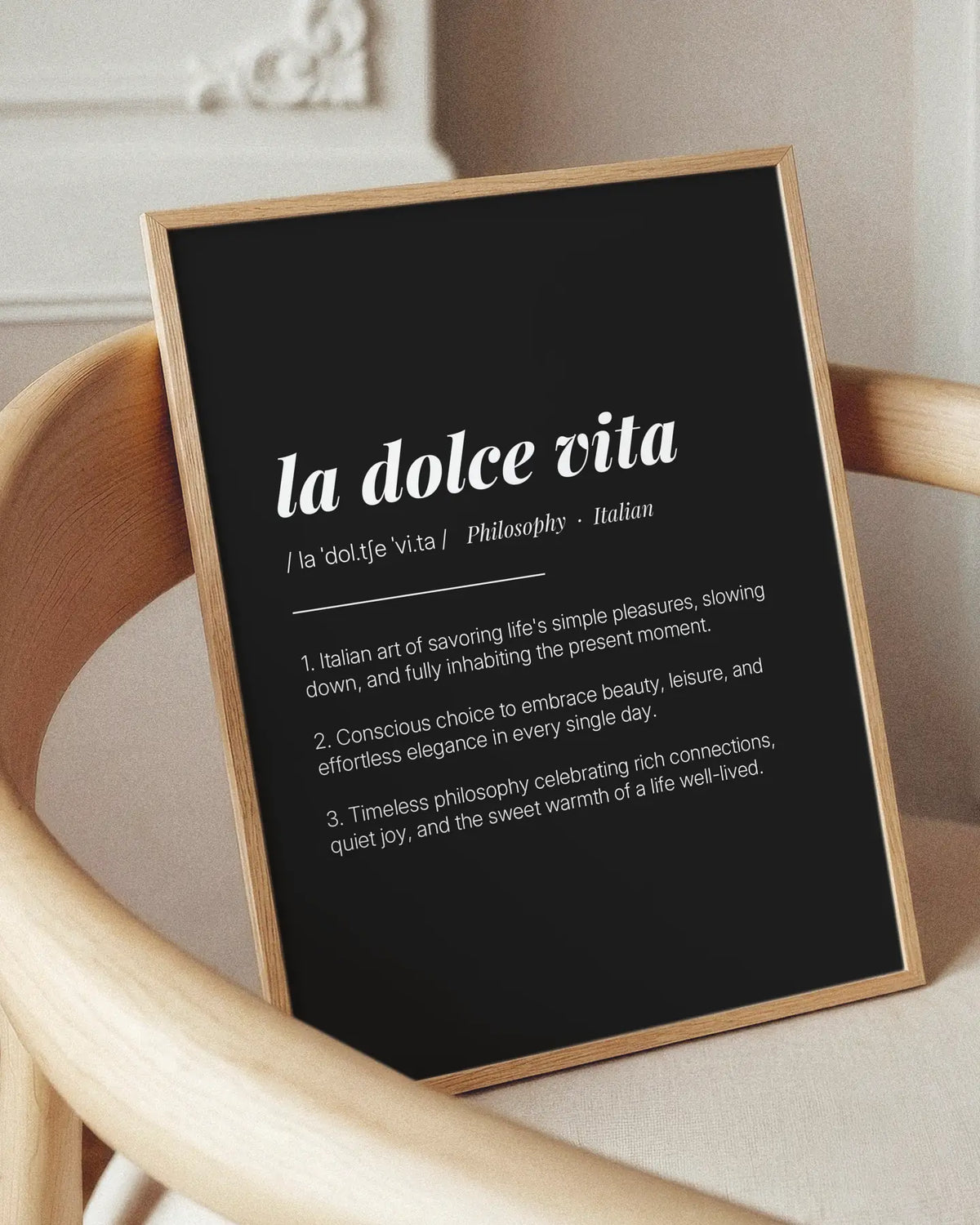 Definition Poster of La Dolce Vita on Midnight Ink background