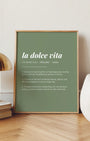 Definition Poster of La Dolce Vita on Sage Green background