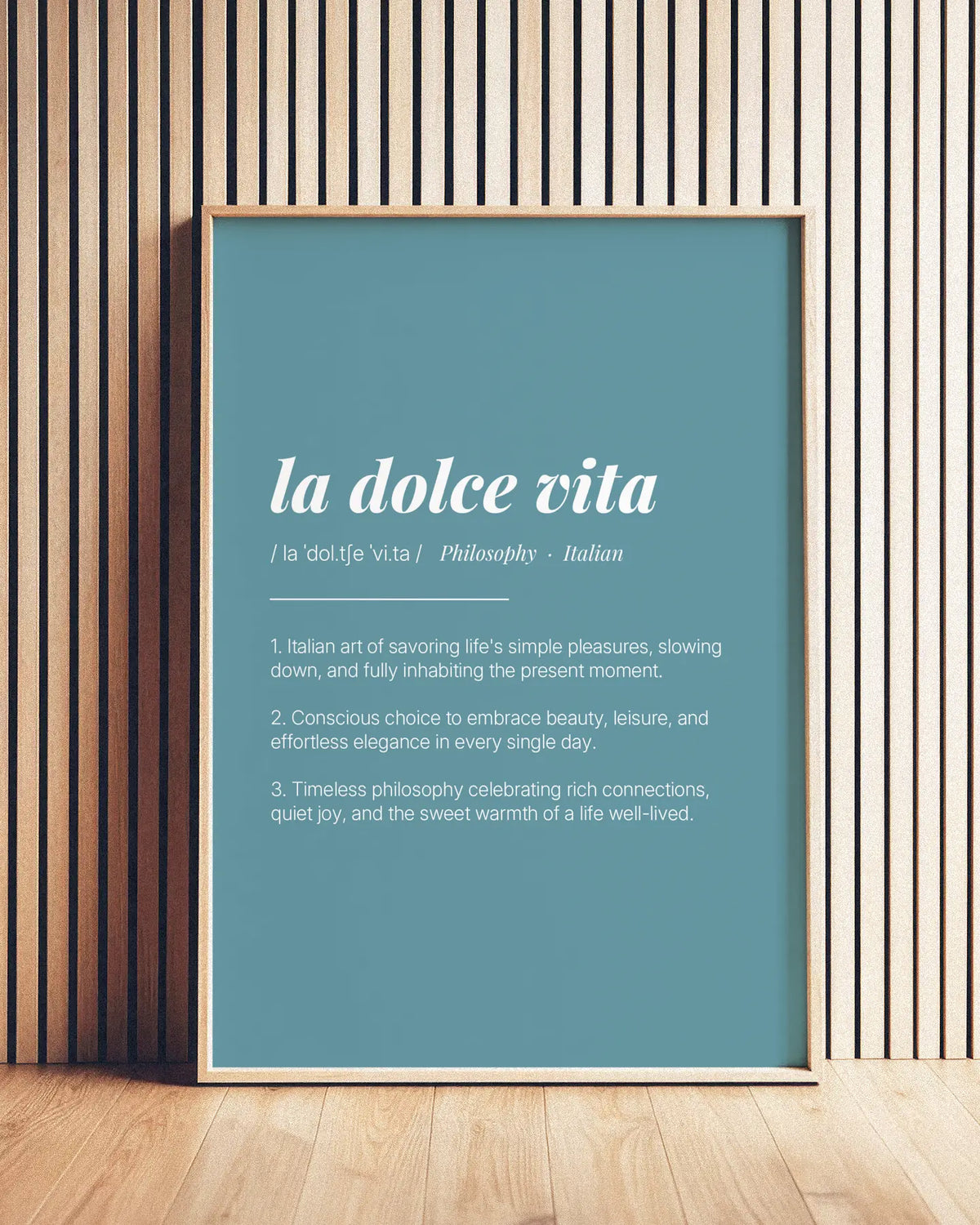 Definition Poster of La Dolce Vita on Sea Glass background