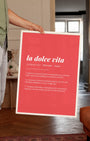 Definition Poster of La Dolce Vita on Strawberry background