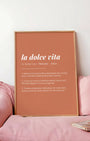 Definition Poster of La Dolce Vita on Terracotta background