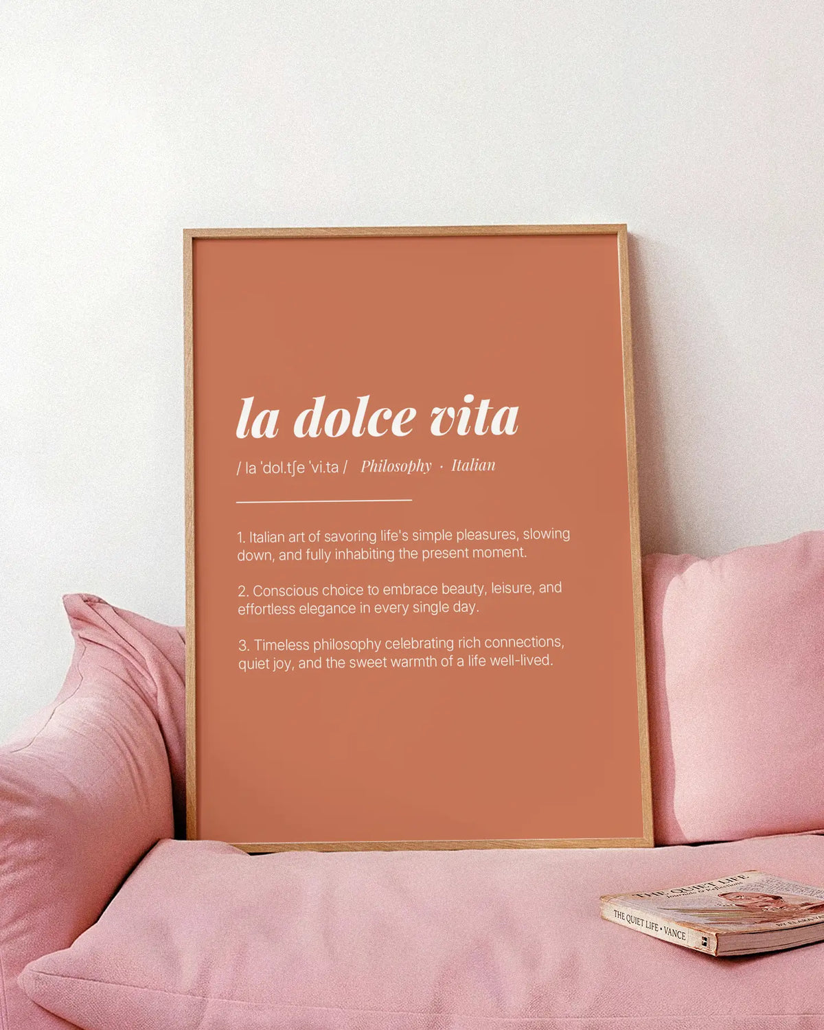 Definition Poster of La Dolce Vita on Terracotta background