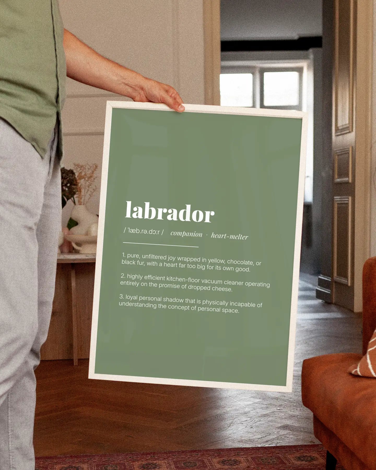 Definition Poster of Labrador on Sage Green background