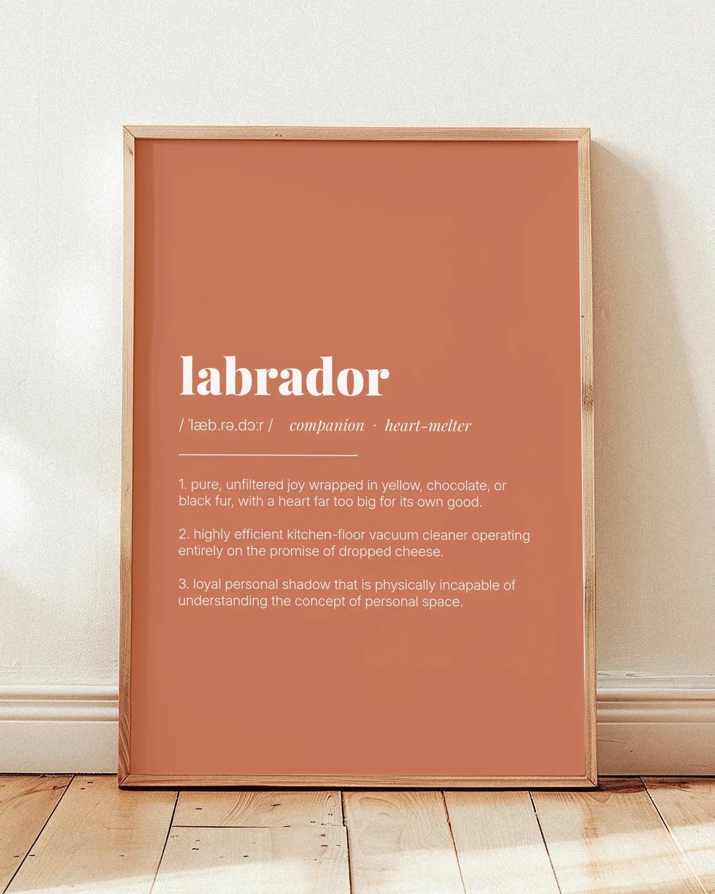 Definition Poster of Labrador on Terracotta background
