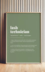 Definition Poster of Lash<br />Technician on Sage Green background