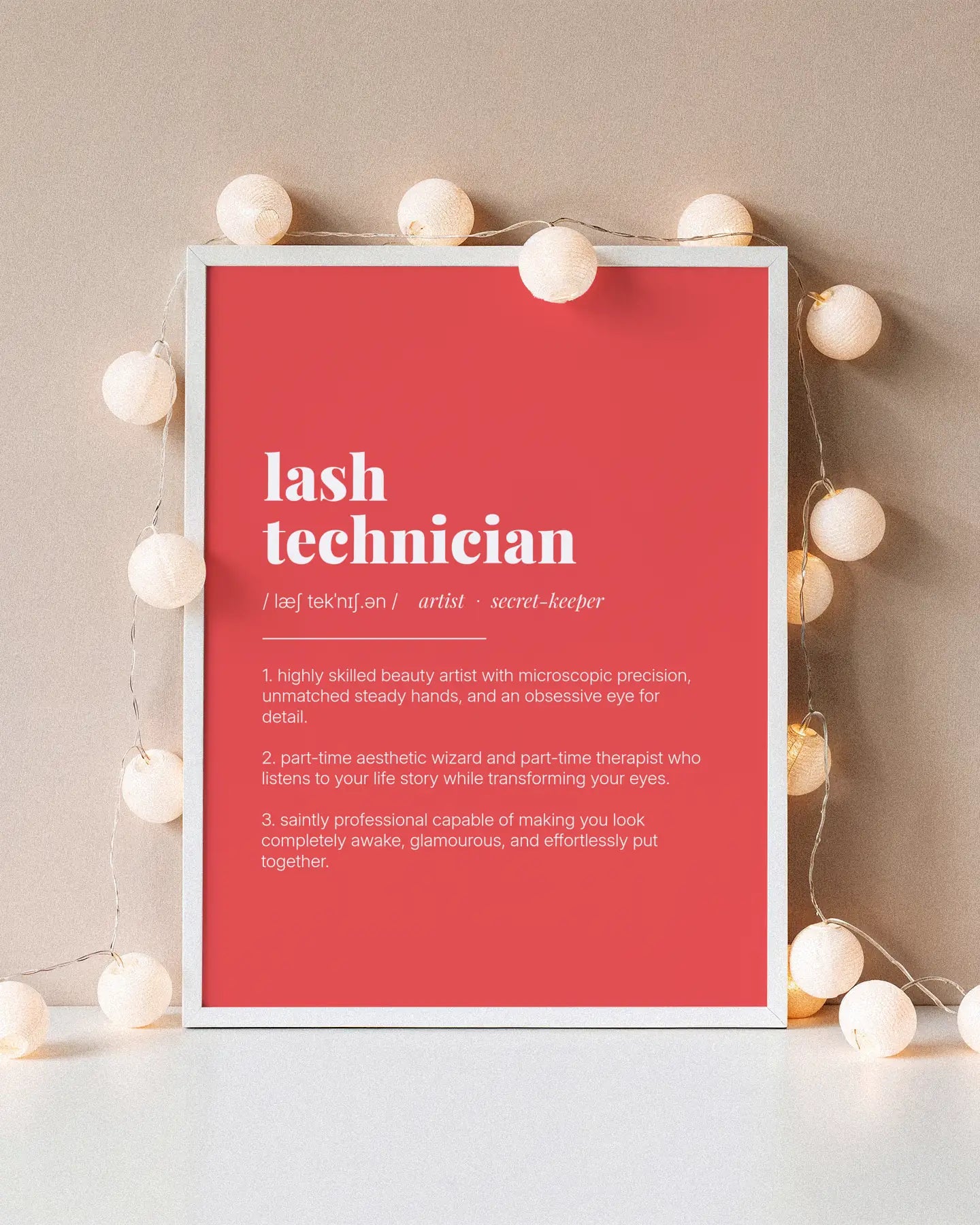 Definition Poster of Lash<br />Technician on Strawberry background