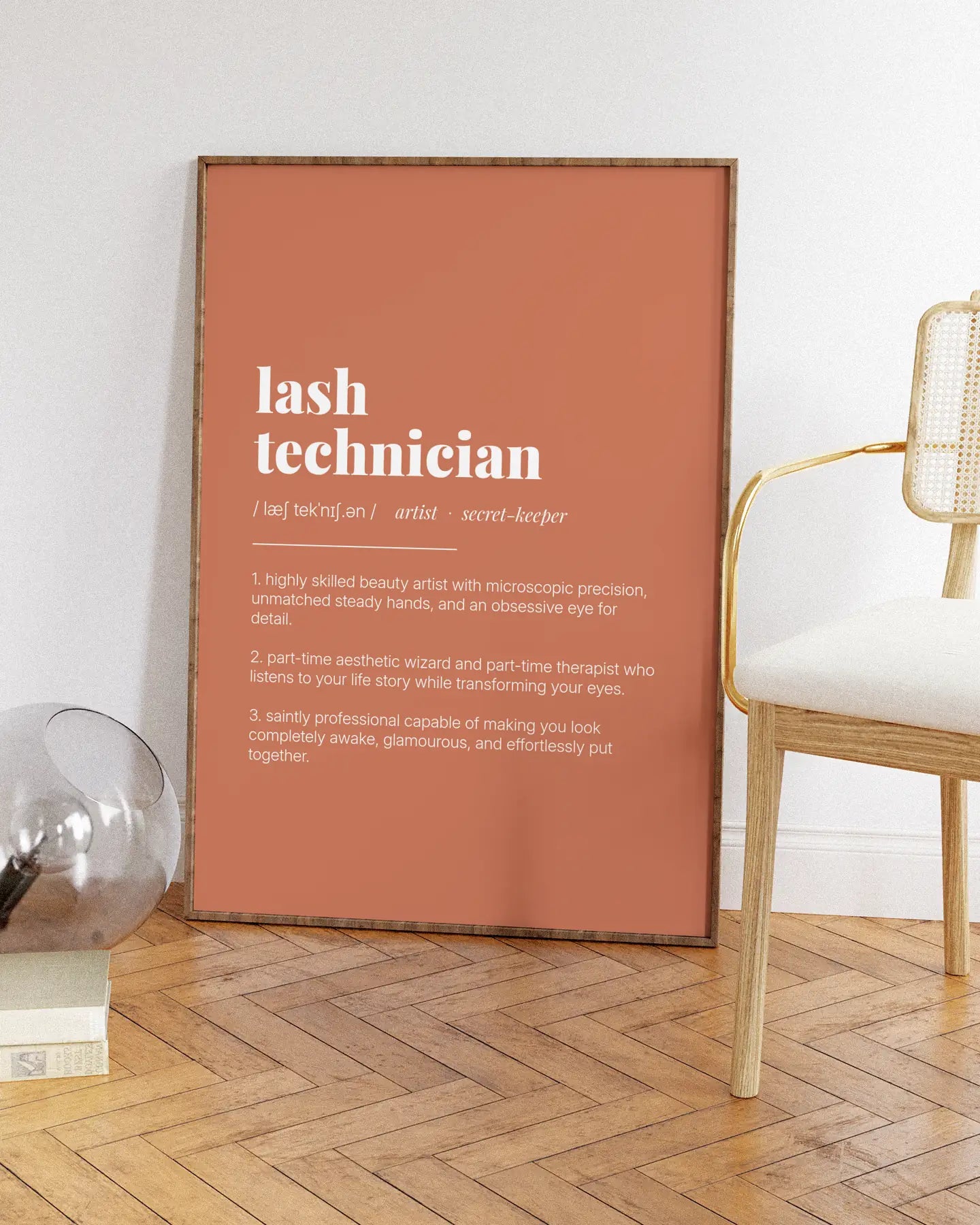 Definition Poster of Lash<br />Technician on Terracotta background