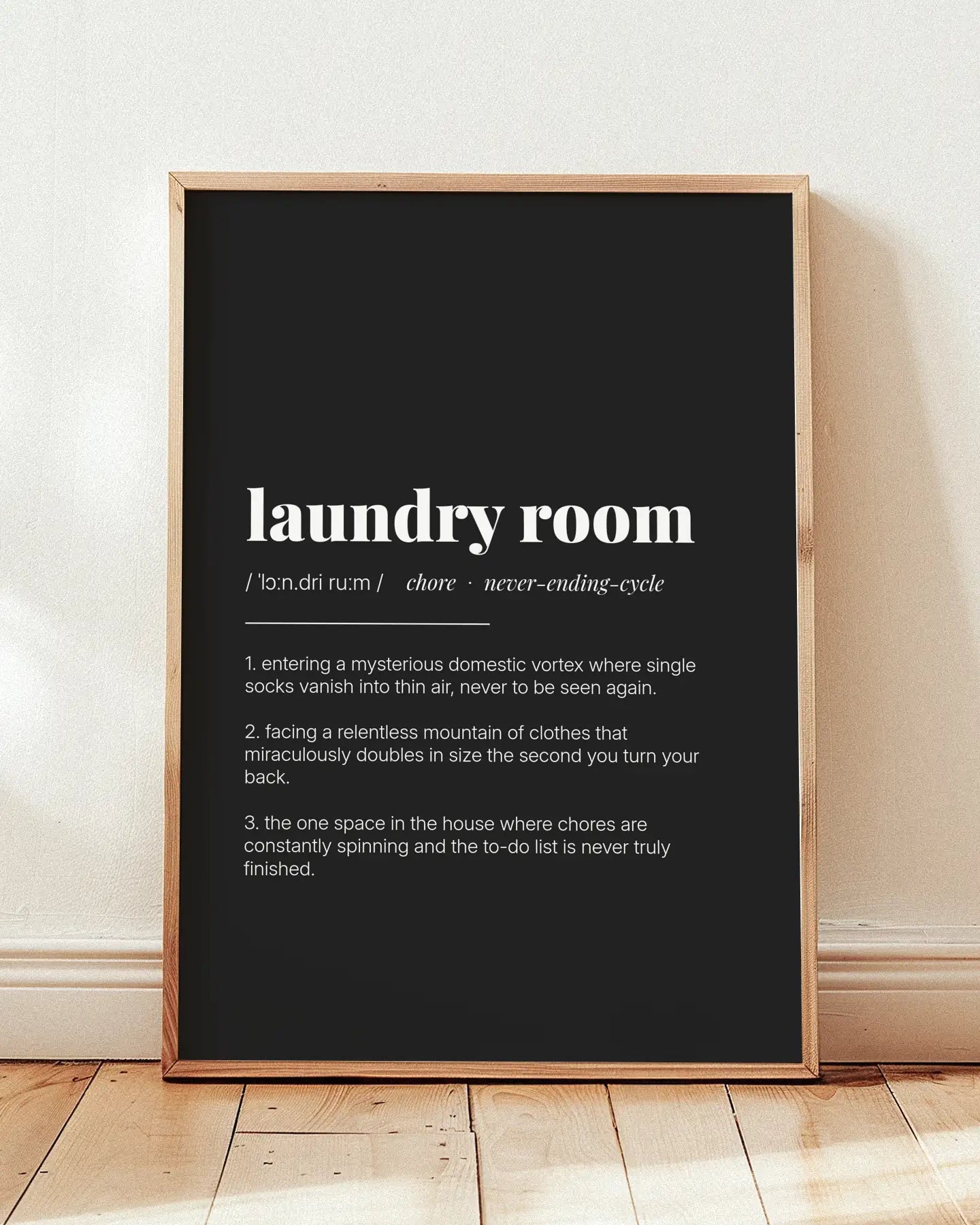 Definition Poster of Laundry Room on Midnight Ink background