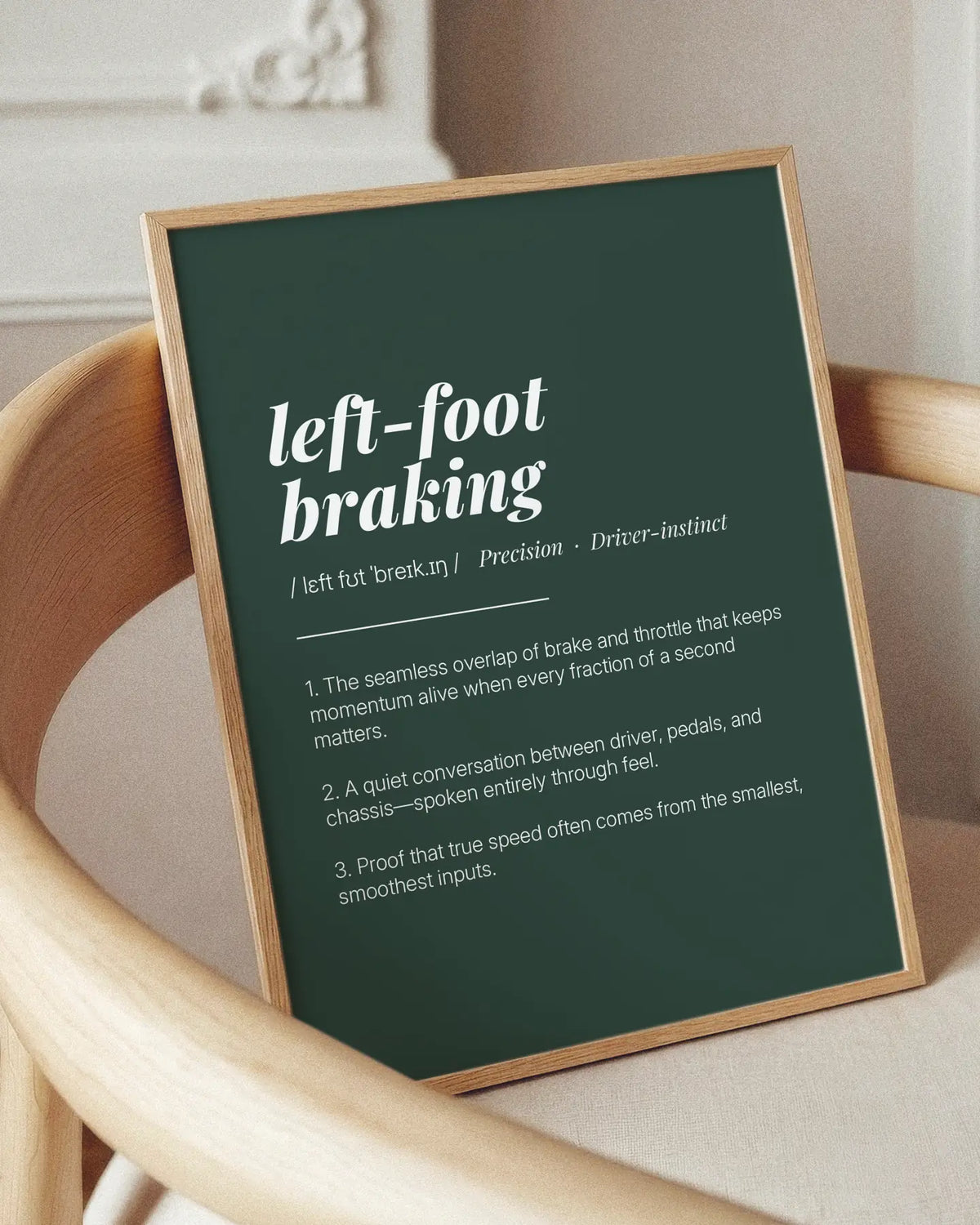 Definition Poster of Left-Foot<br />Braking on Emerald background