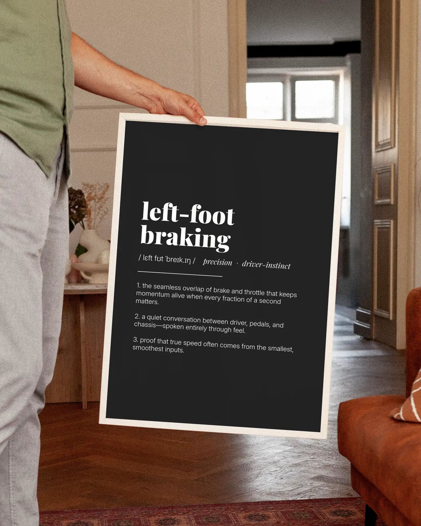 Definition Poster of Left-Foot<br />Braking on Midnight Ink background