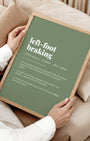 Definition Poster of Left-Foot<br />Braking on Sage Green background