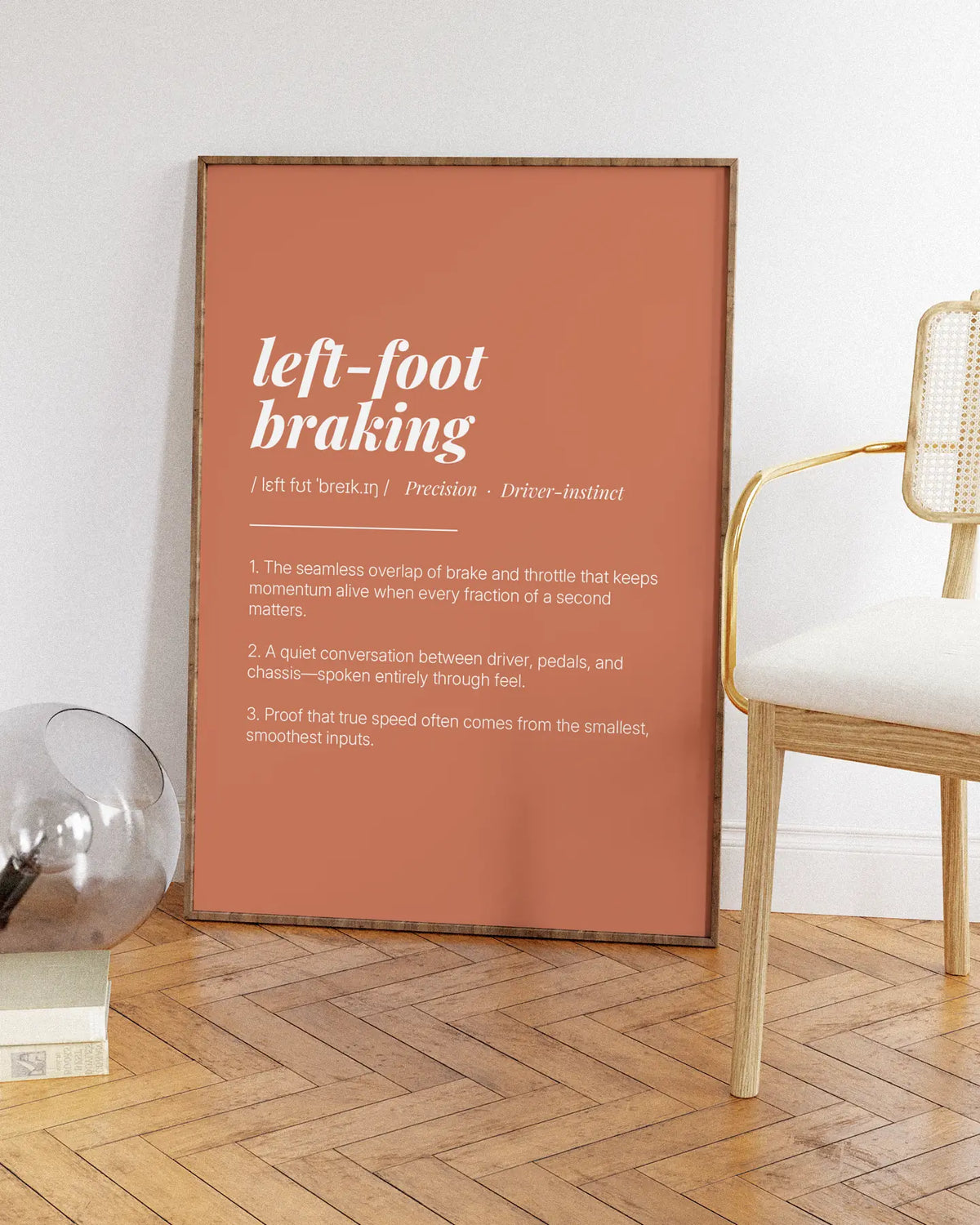 Definition Poster of Left-Foot<br />Braking on Terracotta background