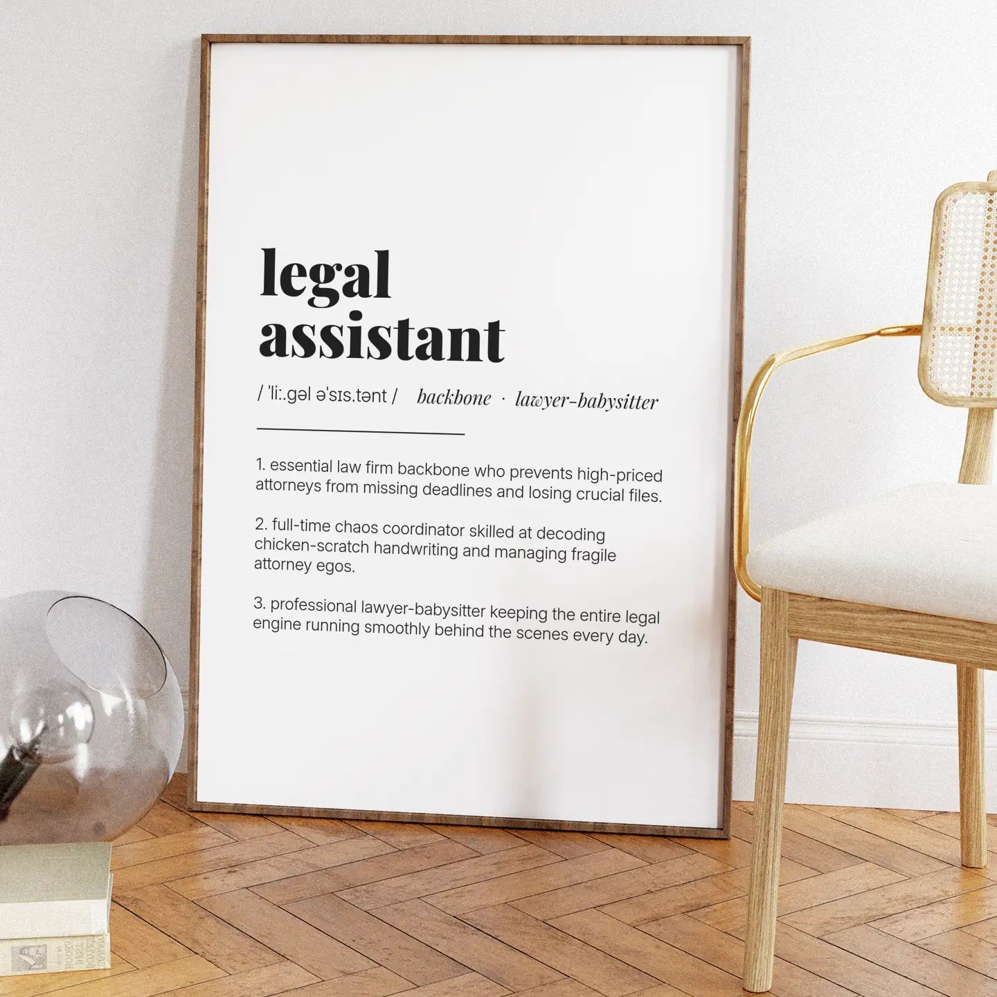 Definition Poster of Legal<br />Assistant on Gallery White background