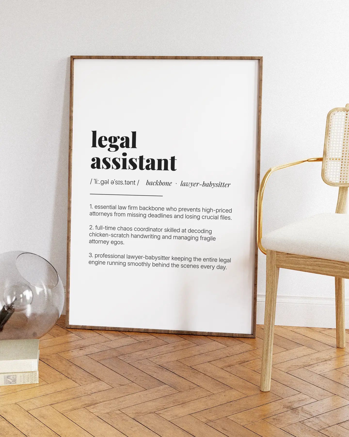 Definition Poster of Legal<br />Assistant on Gallery White background