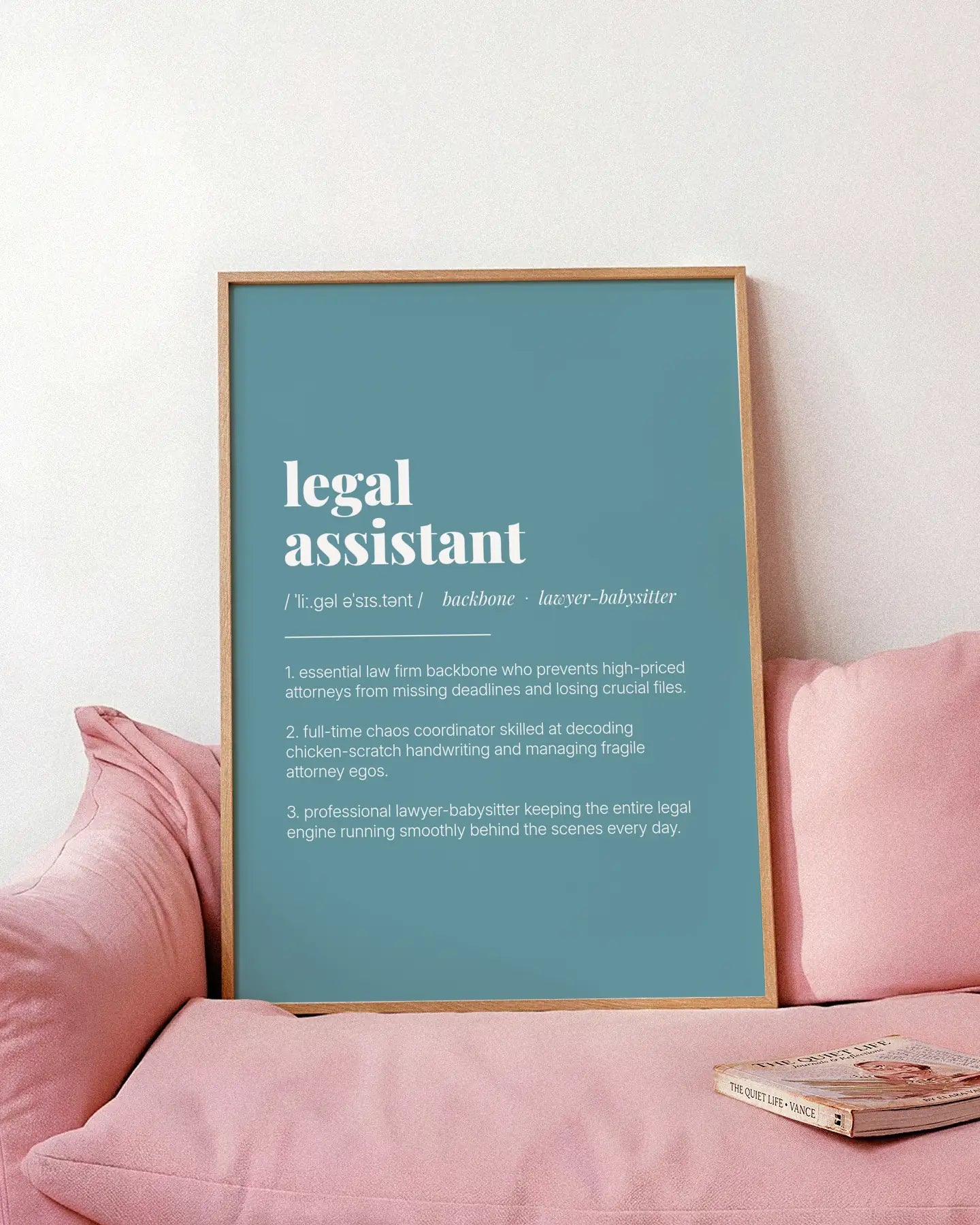 Definition Poster of Legal<br />Assistant on Sea Glass background