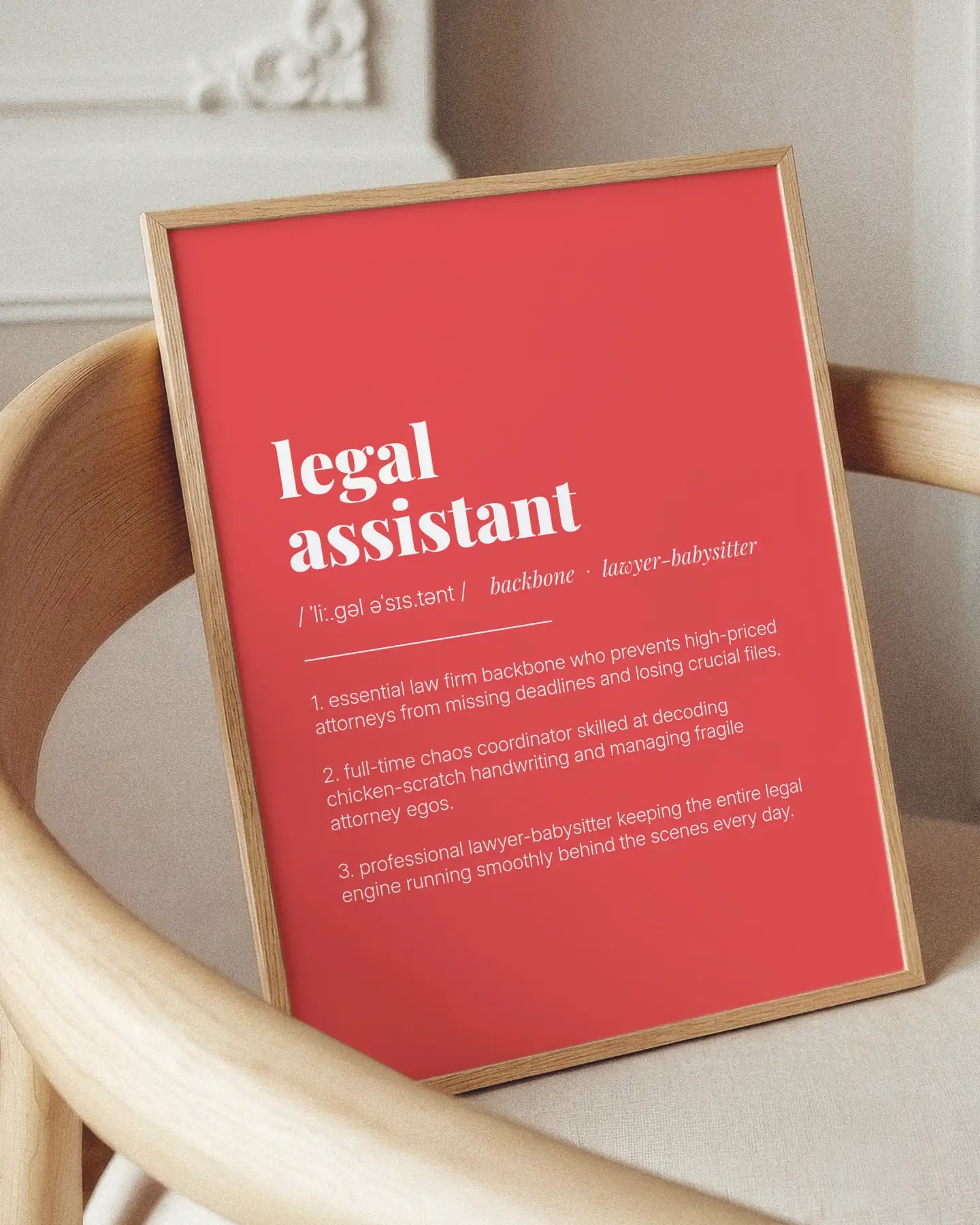 Definition Poster of Legal<br />Assistant on Strawberry background