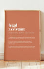 Definition Poster of Legal<br />Assistant on Terracotta background