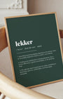 Definition Poster of Lekker on Emerald background