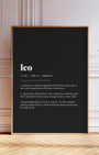 Definition Poster of Leo on Midnight Ink background