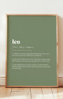 Definition Poster of Leo on Sage Green background