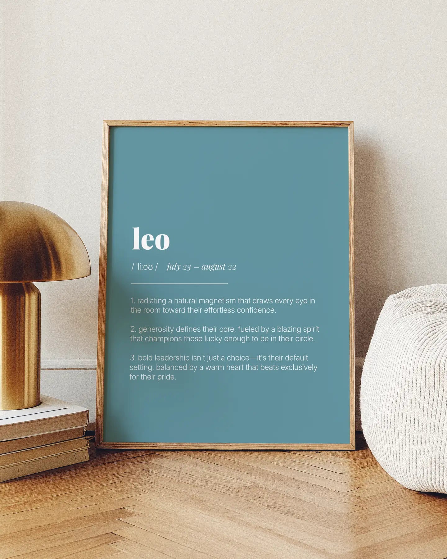 Definition Poster of Leo on Sea Glass background