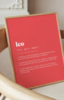 Definition Poster of Leo on Strawberry background