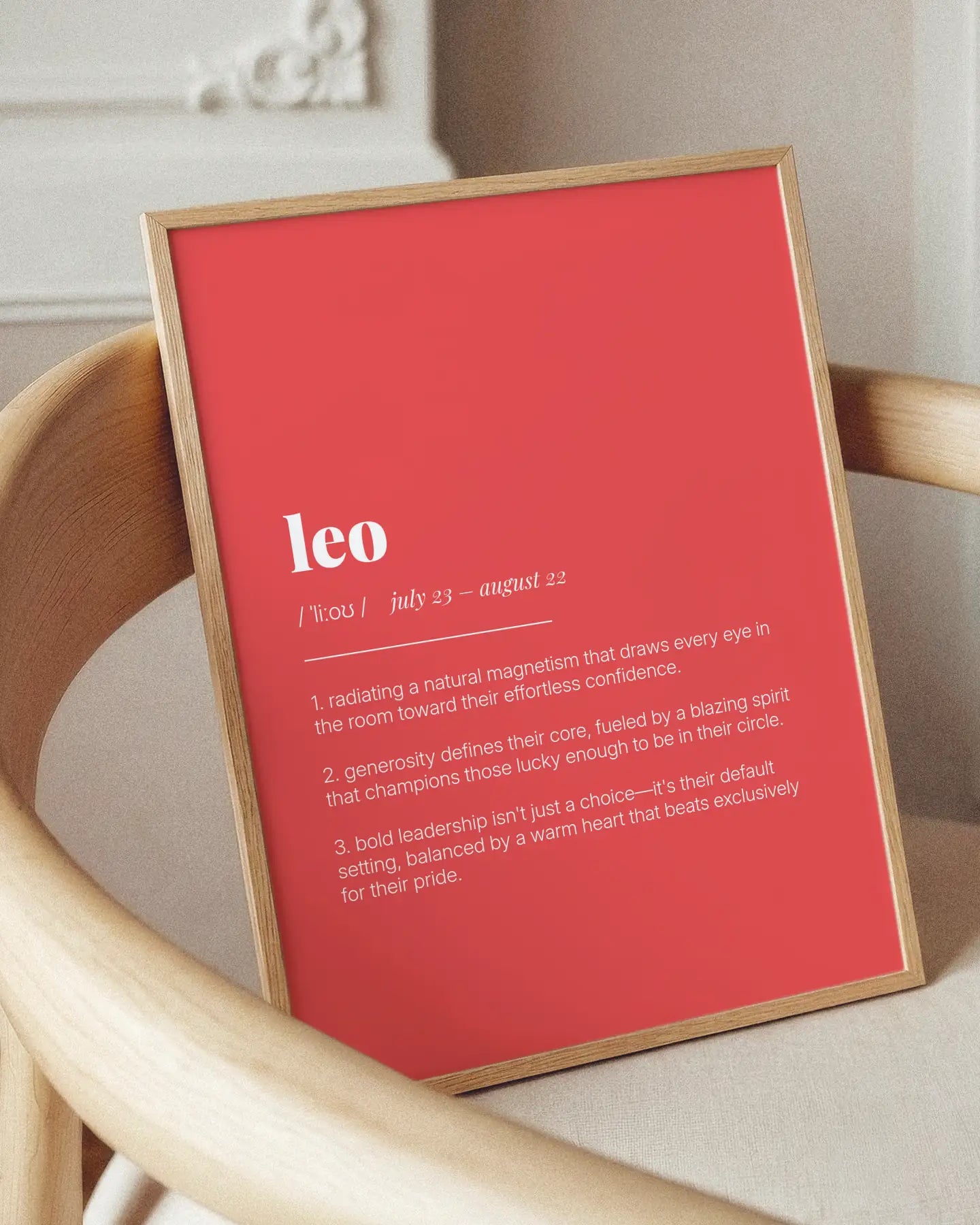 Definition Poster of Leo on Strawberry background