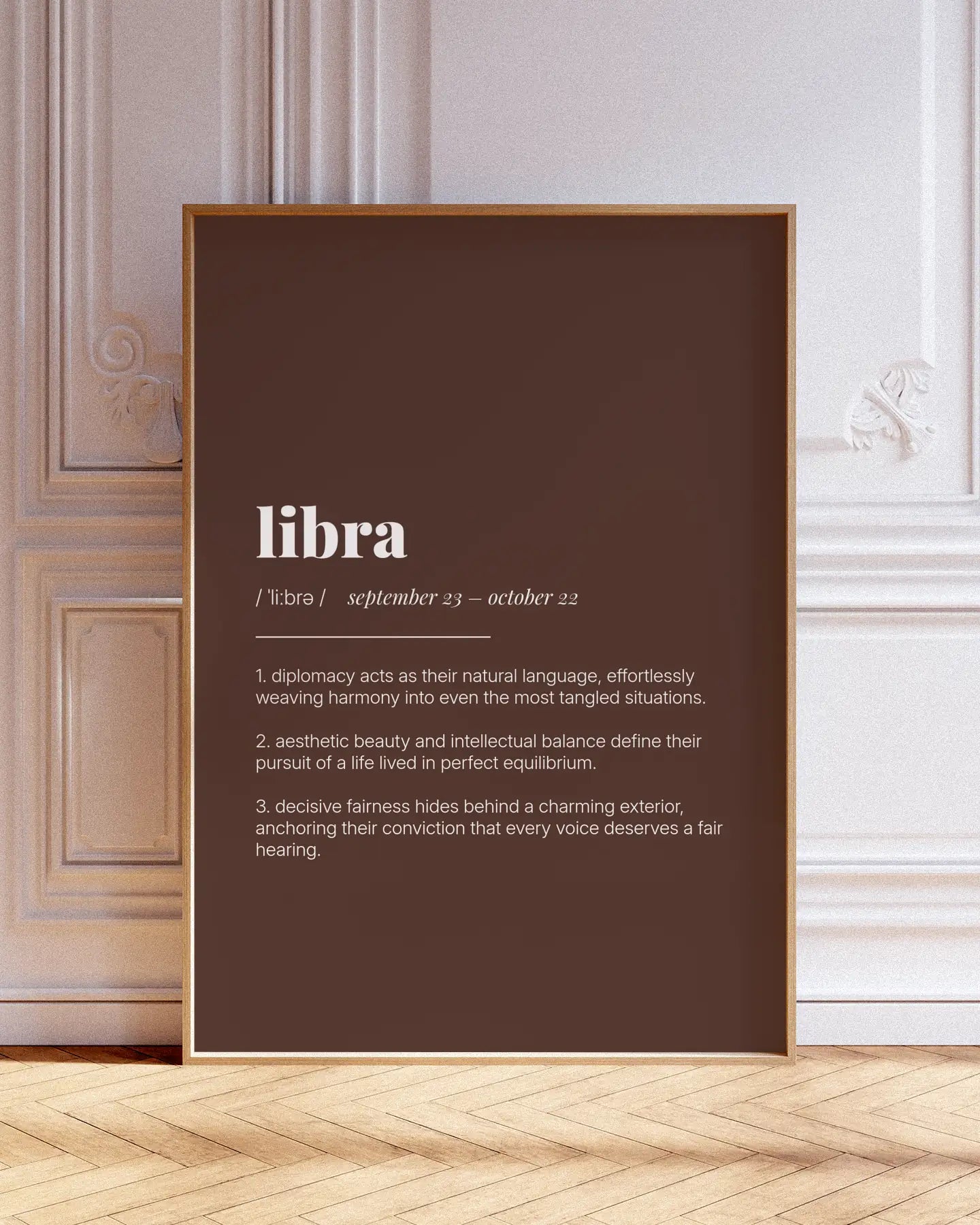 Definition Poster of Libra on Espresso background
