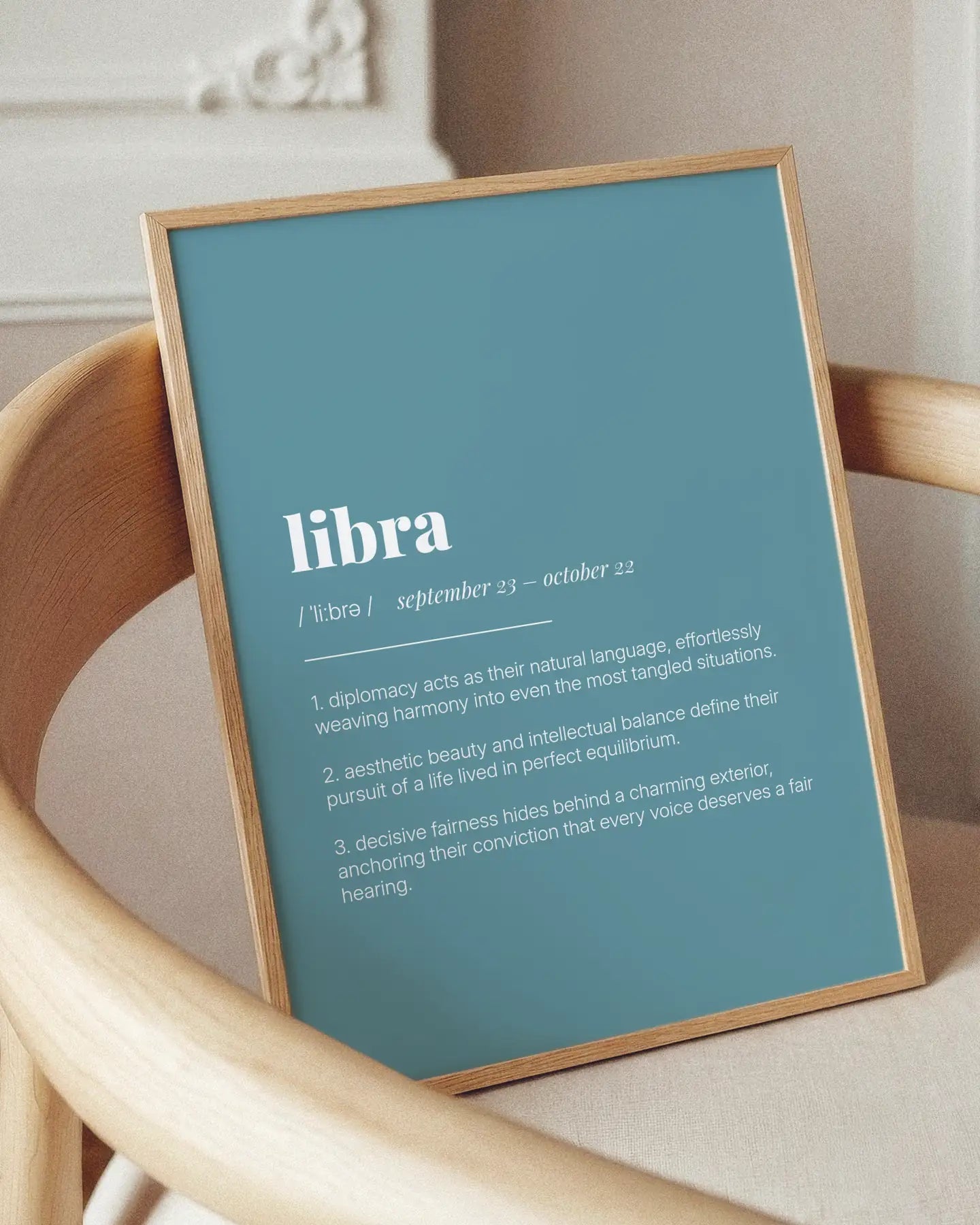 Definition Poster of Libra on Sea Glass background