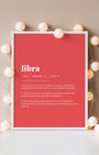 Definition Poster of Libra on Strawberry background