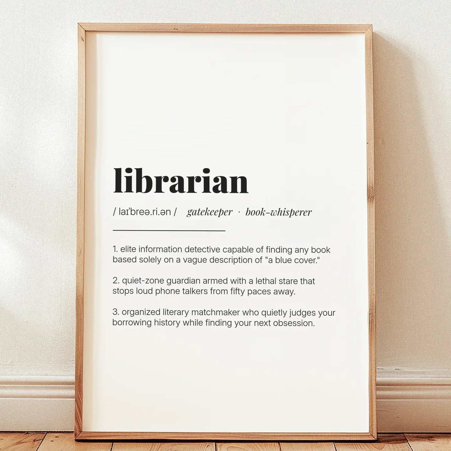 Definition Poster of Librarian on Gallery White background